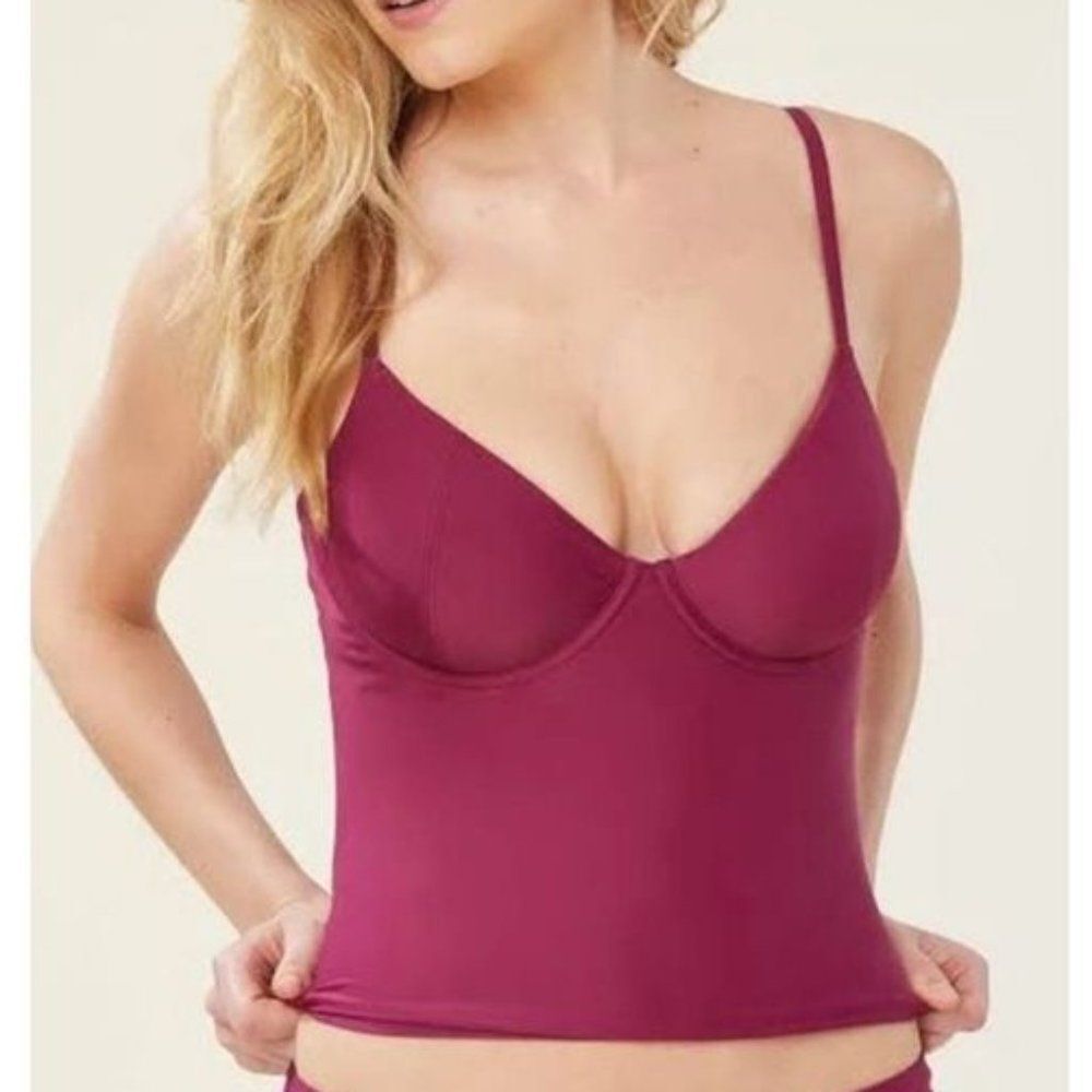 Andie Swim Canary Tank Top Tankini Swimsuit Plum Purple Size Small Underwire